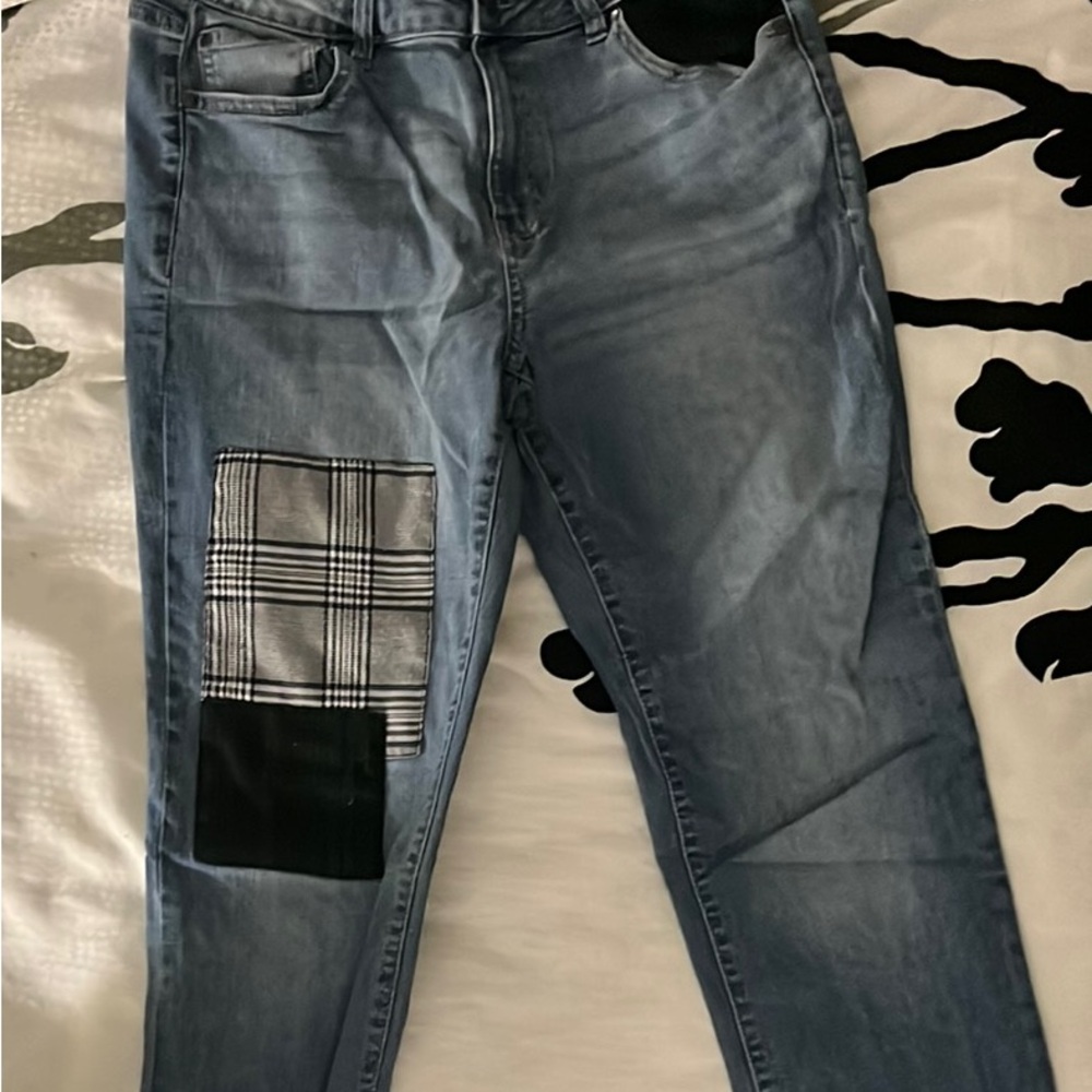 d. jeans Blue Slim Fit Denim with Unique Patchwork